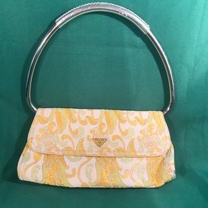 Prada Silver Handle and Embroidery Purse
